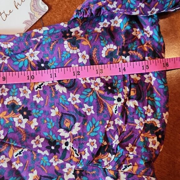 BOG Bohemian Floral Short Flutter Sleeve Mini Dress, Medium, Purple & Ivory - Picture 5 of 10